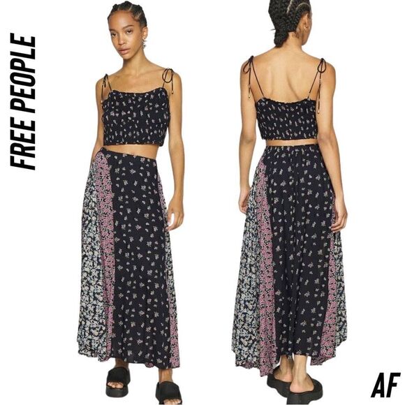 FREE PEOPLE KAIA SET IN BLACK COMBO NEW - Picture 1 of 11